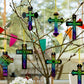 Chivao 80 Pcs Easter Scratch Cross Ornaments Rainbow Color Craft Kit Diy Scratch Paper Christian Gifts For Kids Sunday School Crafts Kids' Paper Craft Kits For Girls Boys With Wood Sticks Ribbons