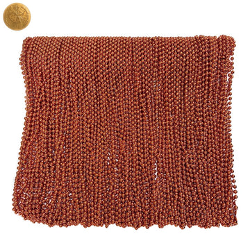Mardi Gras Beads 33 inch 7mm, 12 Dozen, 144 Pieces, Orange Necklaces with Doubloon