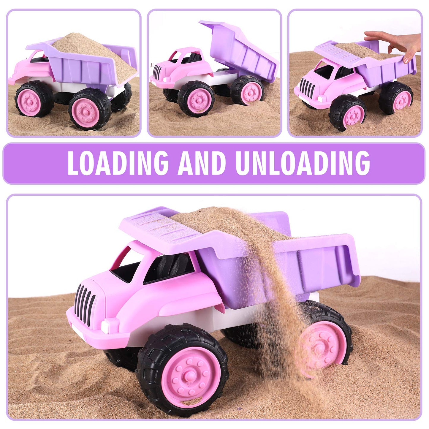 Liberty Imports Big Plastic Dump Truck in Pink Color for Toddlers and Girls - Large Tilting Dumper, Free Play Toy Vehicle for Ki