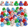 Vinsot Christmas Rubber Ducks Bulk Mini Christmas Bath Toys Snowflake Santa Hat Candy Cane Christmas Tree Print Ducks Xmas Rubber Duckies for Bath(48 Pieces)