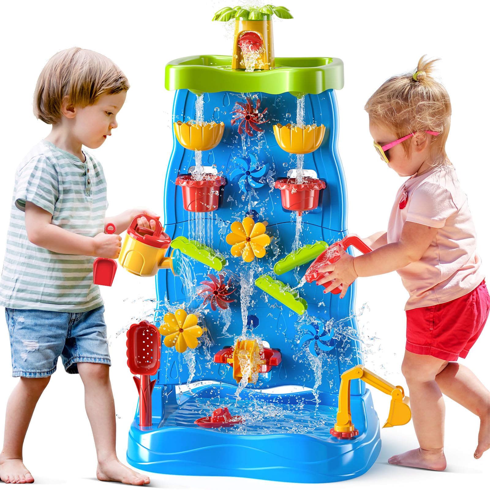 JUKUDAHU Water Table Toy for Kids 3 4 5 6 7 8 Years Old - Sand and Water Waterfall Table Activity Sensory Toy for Boy and Girl, 