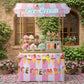 Tioncy 6 Pcs Ice Cream Bar Stand Kits Ice Cream Sundae Bar Supplies Party Decor (Without Table) Include Shelf Banner Roof Pennan