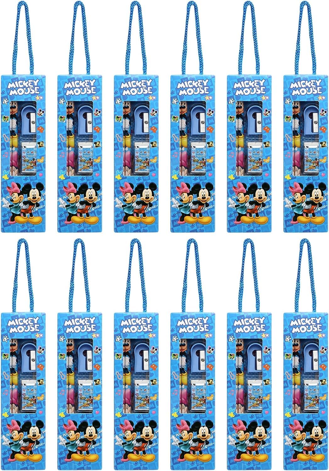 Prezzie Villa Different Cartoon Design Stationery Gift Pack For Kids Birthday Return Gifts Theme Party (Pack Of 12) (Mickey Mous