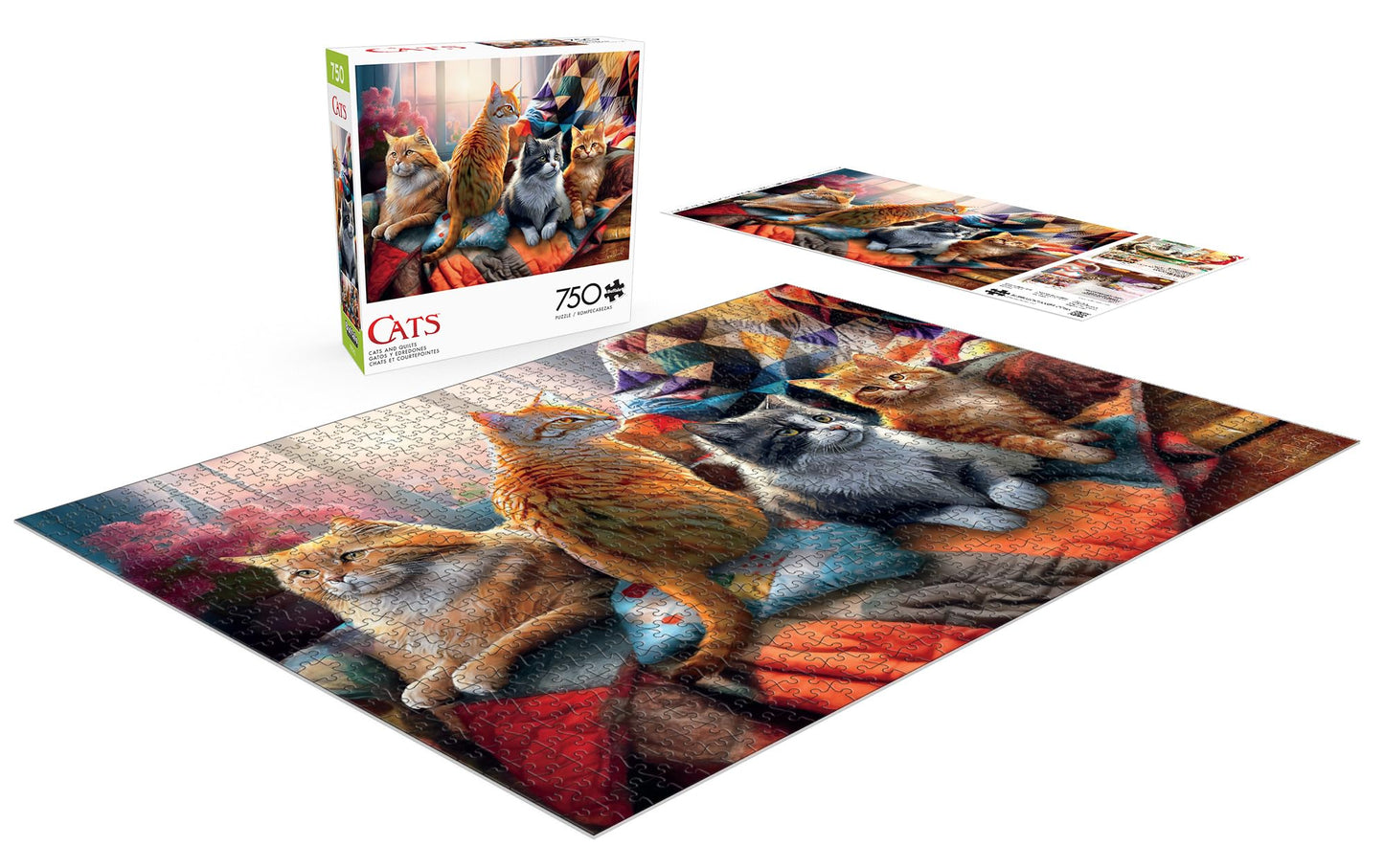Buffalo Games - Tom Wood - Cats And Quilts - 750 Piece Jigsaw Puzzle For Adults -Challenging Puzzle Perfect For Game Nights - Finished Size Is 24.00 X 18.00