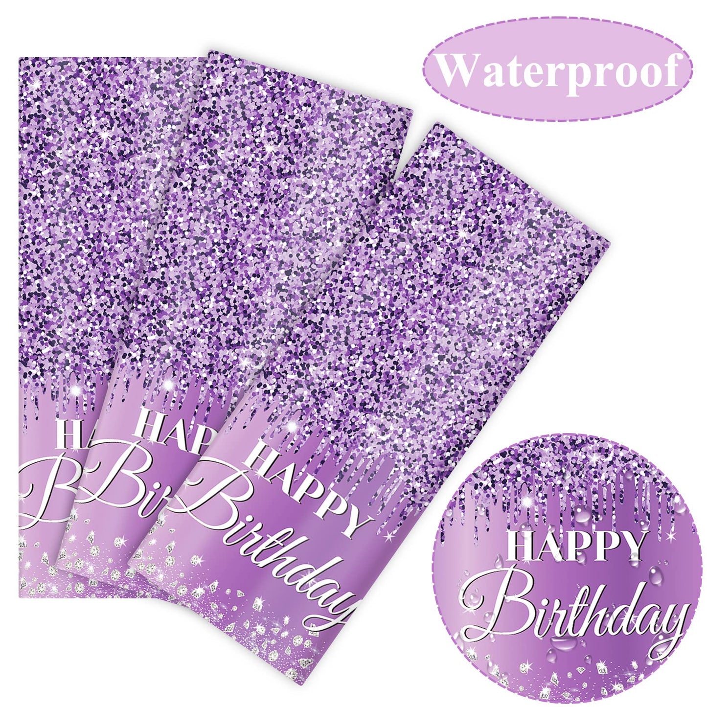 3 Pieces Purple Silver Birthday Tablecloths For Happy Birthday Party Decorations Plastic Disposable Purple Birthday Theme Table Covers For Girls Women Silver Glitter Birthday Party Supplies 54X108Inch