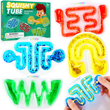 Squishy Sensory Fidget Toys For Kids - Autism Sensory Quiet Fidget For Classroom Students Autistic Children Special Needs, Anxiety Relief For Calm Down, Squeeze Sensory Tube Filled Goo,Glitter