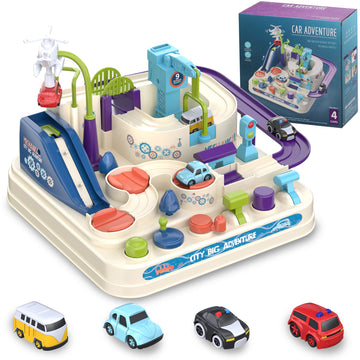 Car Adventure Toys For 3 4 5 6 7 8 Year Old Boys Girls, Race Tracks Toy For Boys With 4 Toy Vehicle, Preschool Educational Toy C