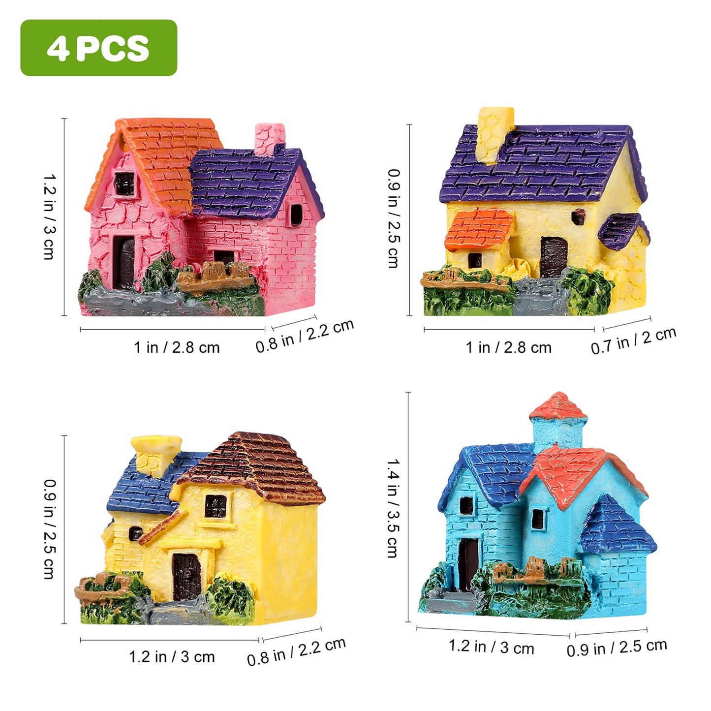 Tinksky 4Pcs Miniature Dollhouse Bonsai Craft Garden Resin Landscape Diy Villa Decor, Birthday Gift For Children