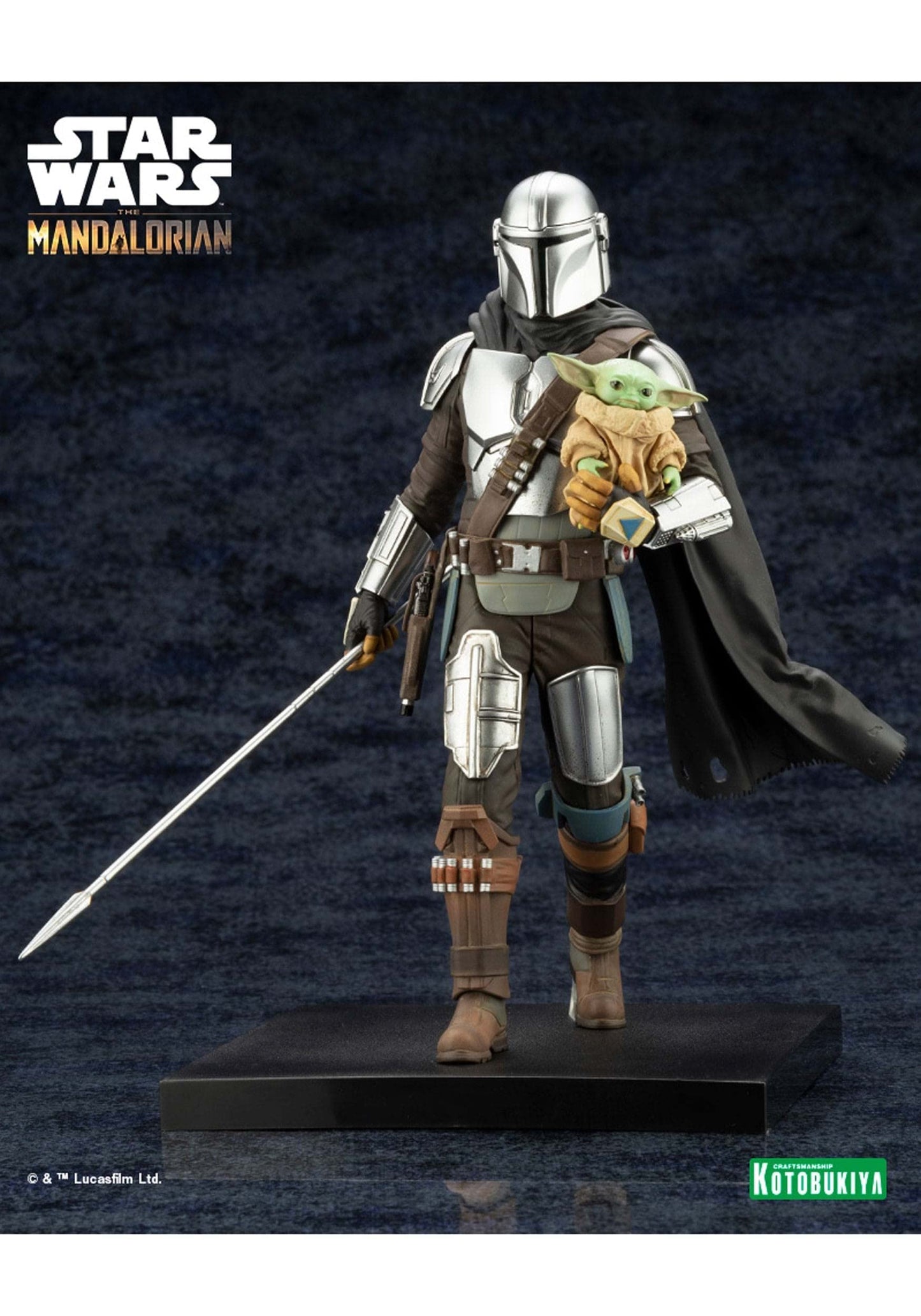 Kotobukiya Star Wars: The Mandalorian & Grogu with Beskar Staff ARTFX+ Statue  Multicolor