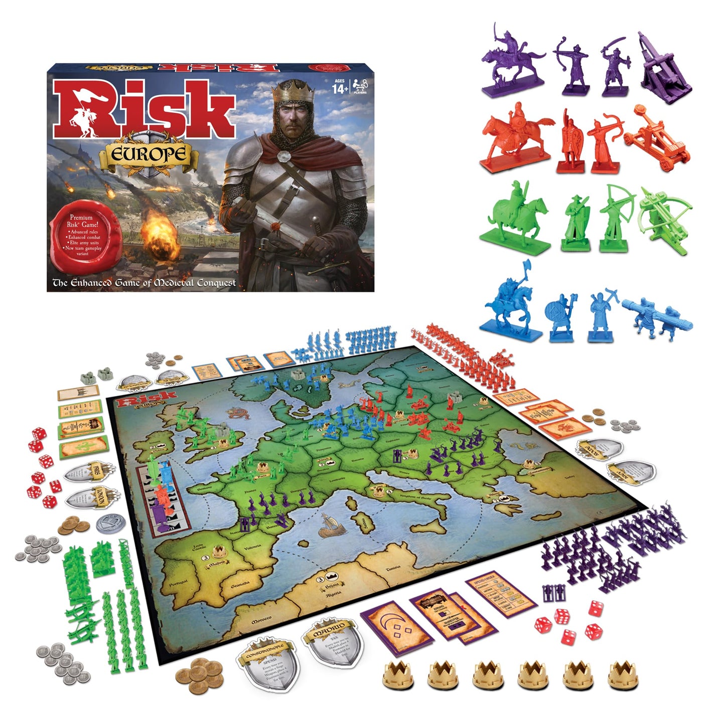 Risk Europe by Winning Moves Games USA  a Medieval Conquest of Europe Complete with Siege   Archers and Much More  for 2 to 4 Players  Ages 14+ (1232)