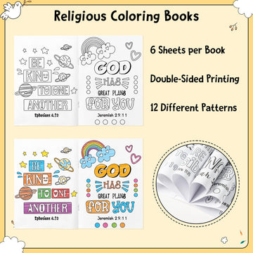 Dvbonike 24Pcs Religious Coloring Books - Bible Verses Diy Color-In Pages Booklet Bulk Drawing Holiday Christian Theme Activity