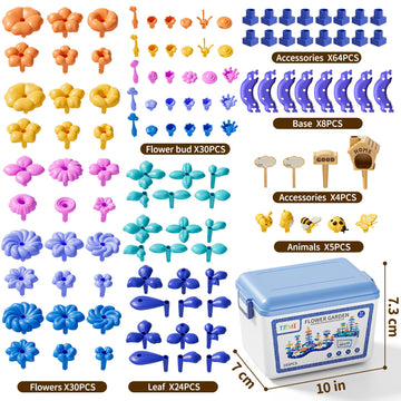 Temi 165 Pcs Flower Garden Building Toys For Toddler, Educational Stem Toy And Preschool Garden Play Set For Toddlers 3 4 5 6 7 Year Old Kids Boys Girls, Flower Stacking Toys For Kids Age 3-8