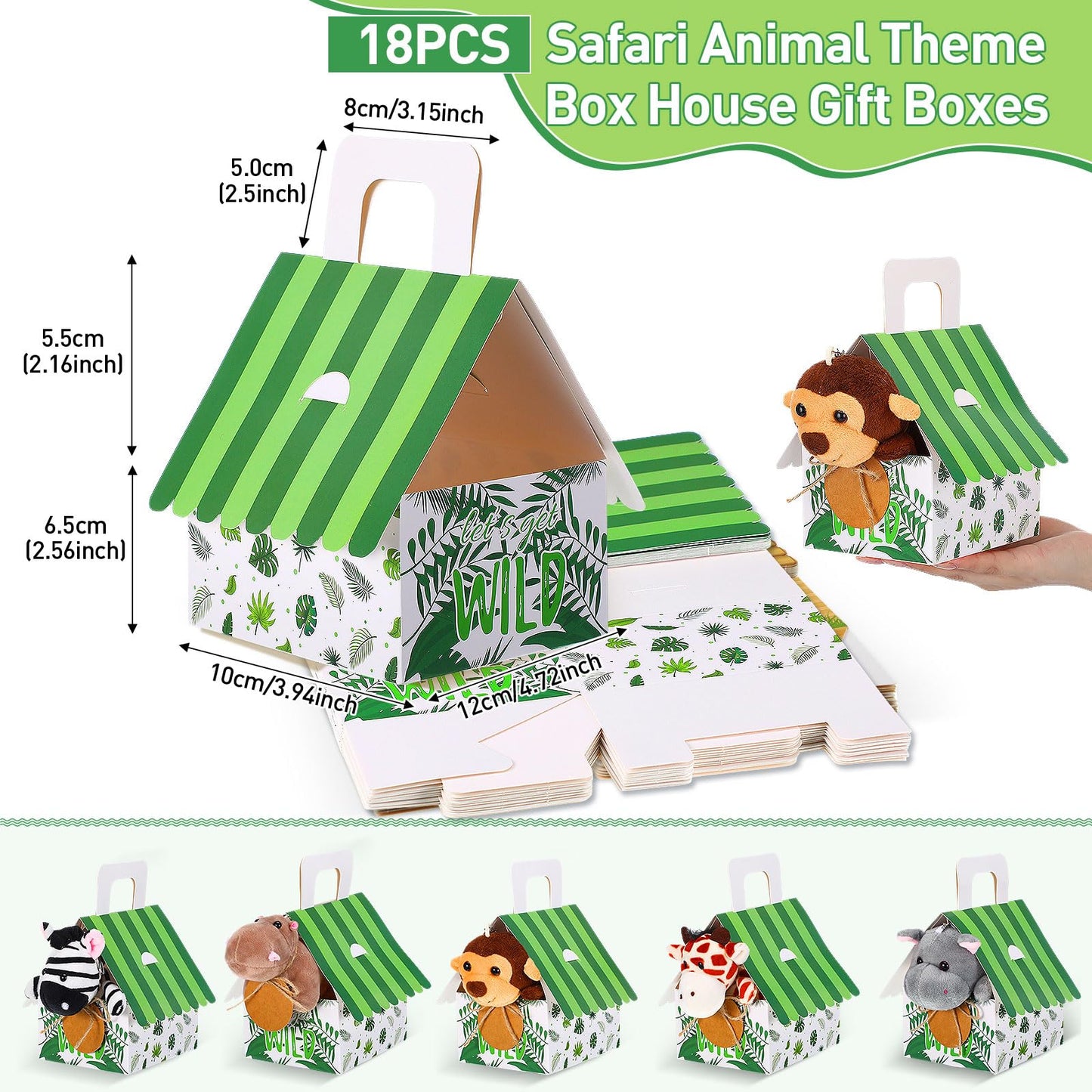 Spakon 88 Pcs Wildlife Party Favors for Boys and Girls Includes 18 Sets Mini Wild Animal Stuffed Animals Plush Keychains Party G