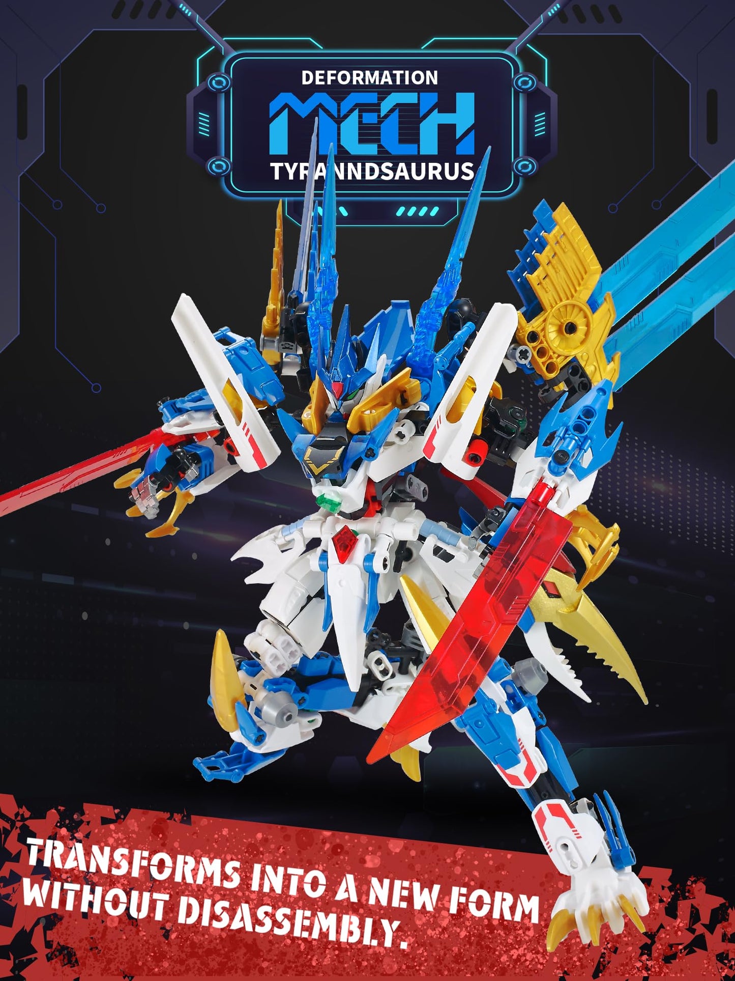 TIALLOW Pterodactyl Mech 2-in-1 Transforming Robot Building Sets Technic Dinosaurs Building Block Model  Mecha Action Figures Building Kits  Birthday for Boys  mature-themed Age 8-12 (Pterodactyl)