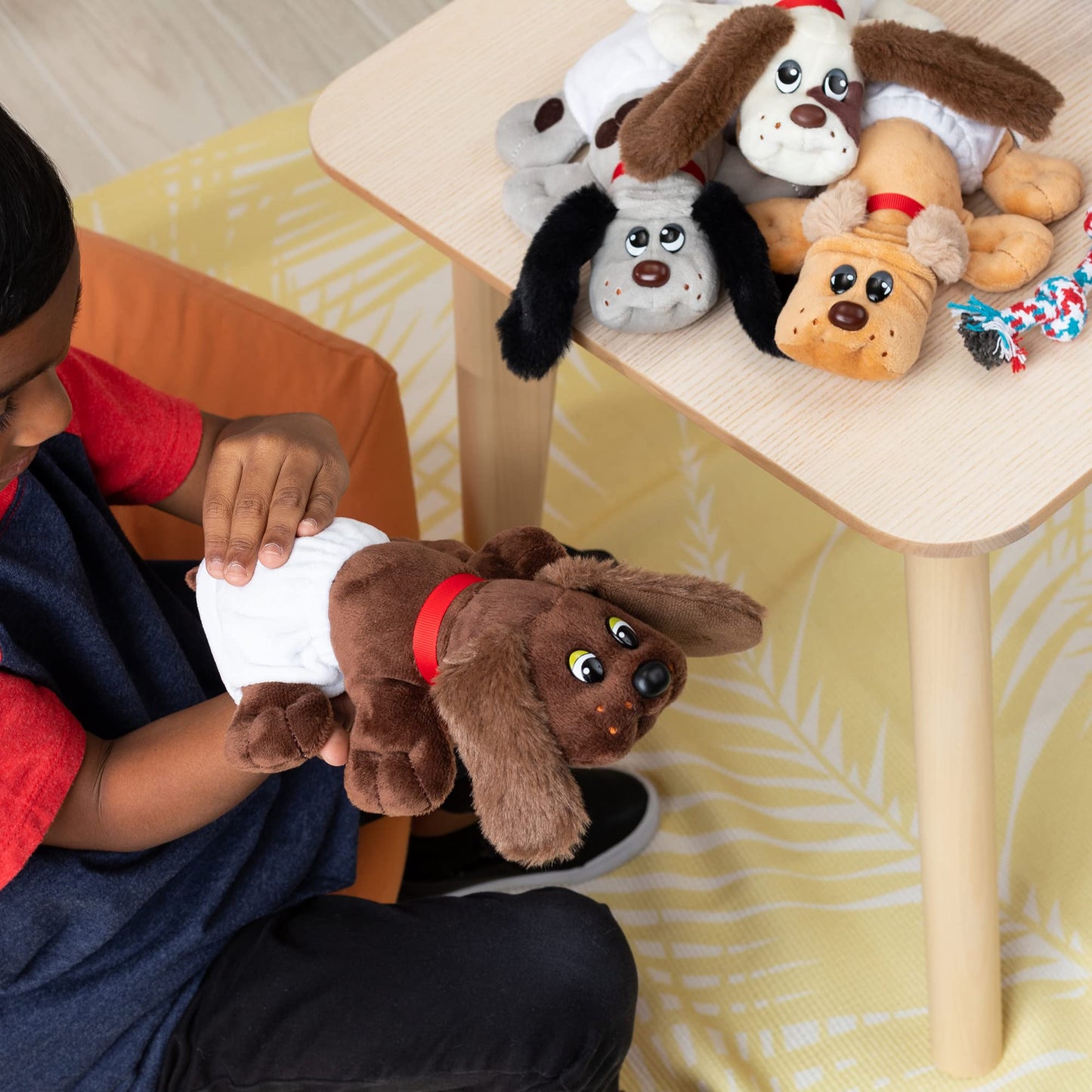 POUND PUPPIES Newborns Plush - White with Dark Brown Spots (Fuzzy Ears)