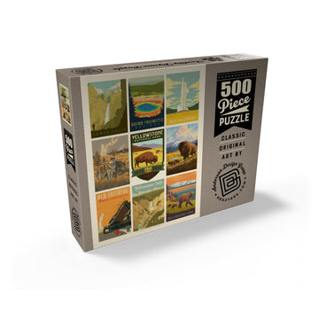 MyPuzzle 500 Piece Jigsaw Puzzle - Yellowstone National Park Vintage Poster, Colorful Commemorative Print