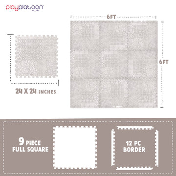 Play Platoon Non-Toxic Extra-Thick Childrens Foam Play Mats For Floor, 9 Tiles - 72 X 72 Inch Comfortable Cushioned Foam Floor Puzzle Tiles For Kids & Toddlers With 24 X 24 Inch Tiles Sets - Khaki