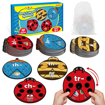 Kasfalci Blends & Digraphs Cards, Phonics Games,Speech Therapy Toys For Toddlers Kids,Learn To Read, Spelling Reading Learning S
