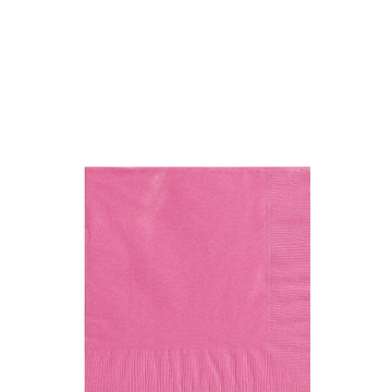 Amscan Beverage Napkins, 5' X 5', Bright Pink