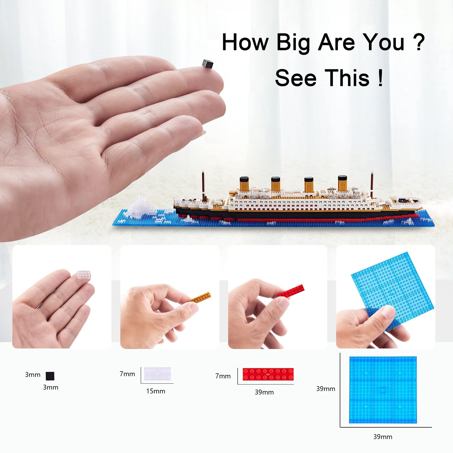 LUKHANG World Famous Titanic Micro Building Block Set for mature-themed Cruise Ship Micro Bricks Model Kit for Kids Ages of 14+ - 1872 PCS Great Gift