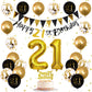 Jobkoo 21St Birthday Decorations Him Her, Black Gold 21 Birthday Party Decor Golden Black 21St Birthday Balloons 21 Cake Topper