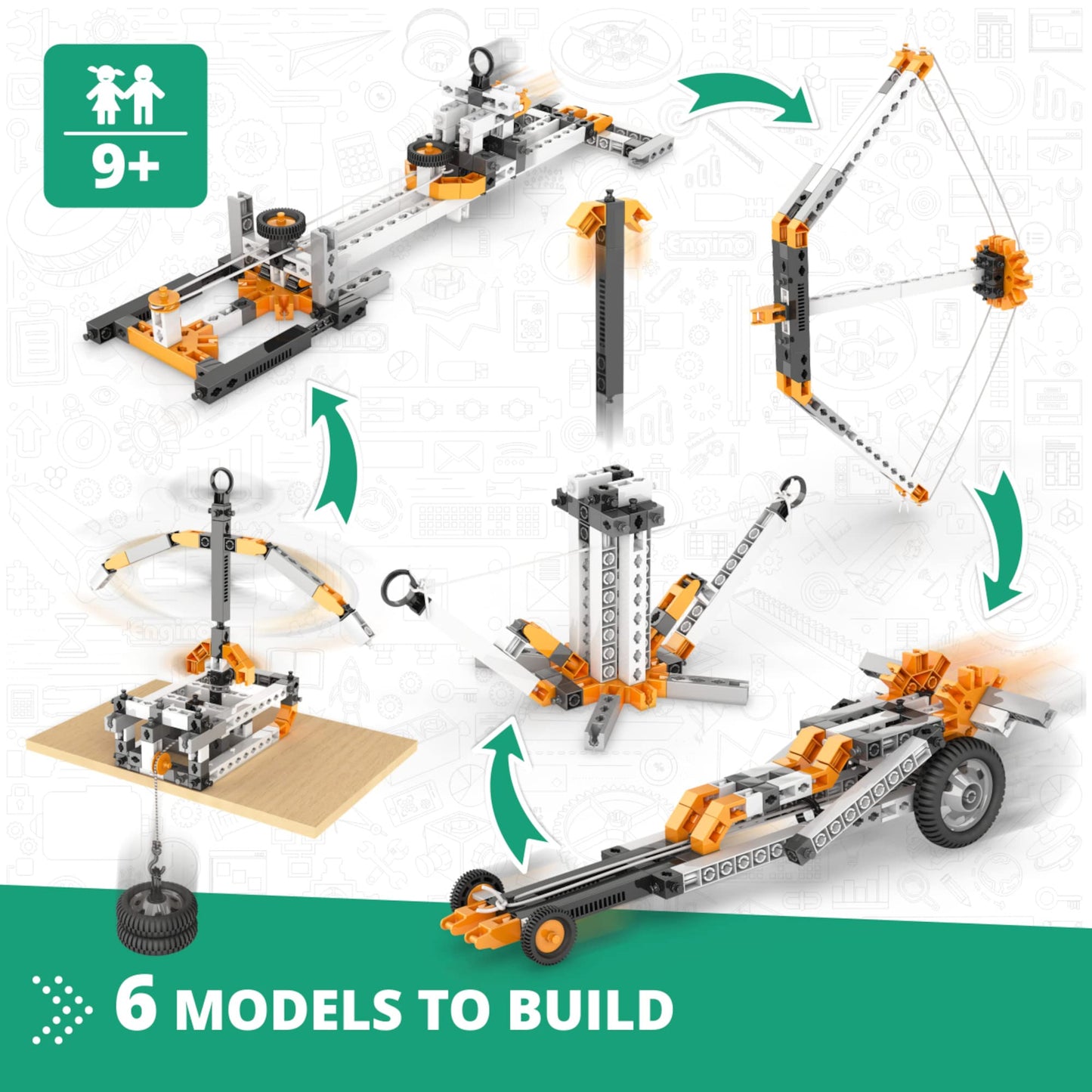 Engino STEM Toys - Physics Laws Inertia & Friction Kits for Kids 9+, Educational Construction Toys, Model ENG-STEM902, Plastic