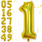 Laser Gold Number 1 Balloons, 40 Inch Foil 1 Balloons For 1 Year Old Birthday Decor, Giant Helium Self Inflating 1 Number Balloo