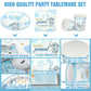 200 Pcs Blue Elephant Baby Shower Paper Plates Napkins Cups Its A Boy Baby Shower Party Supplies Tableware Set Elephant Disposab