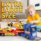 Dwi Dowellin Tow Truck Toy - 25.6" Semi Truck with Racing Car & Helicopter, Blue, Plastic, Model 666-71F, Ideal Gift for Kids 2-