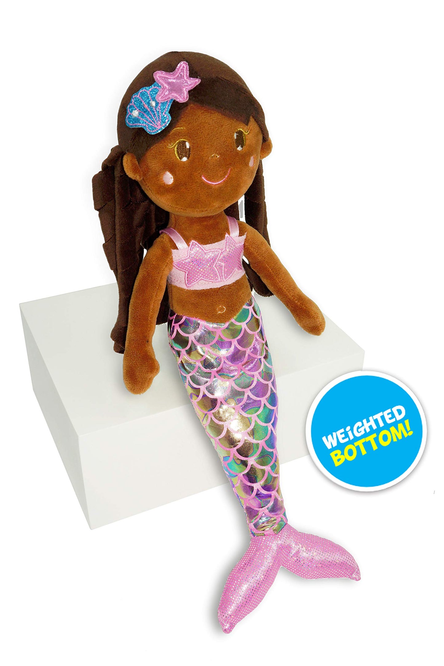 June Garden 15.5" Sparkly Mermaid Layla Plush Doll - Soft Polyester Stuffed Toy for Toddler Girls