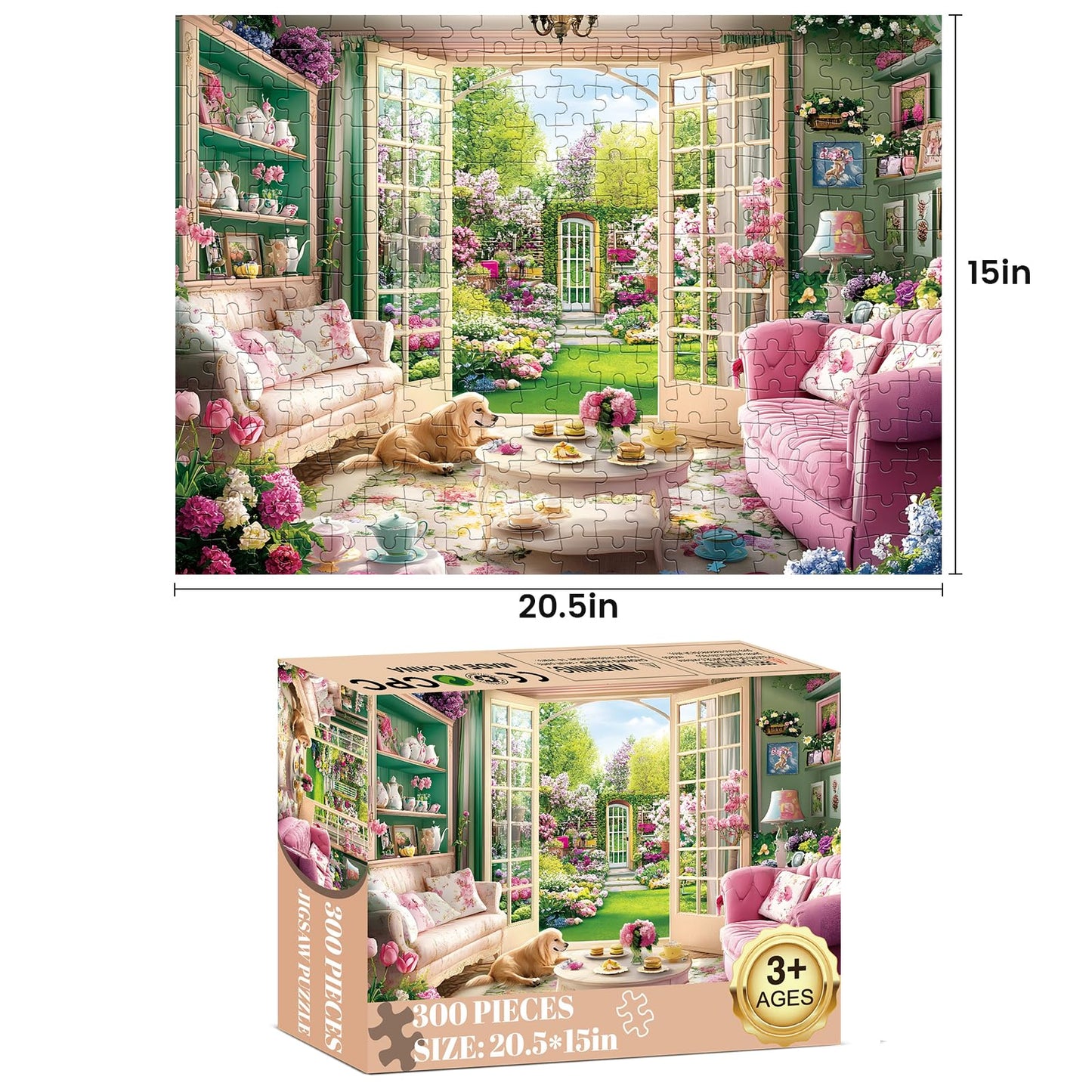 300 Piece Puzzles For Adults, Jigsaw Puzzles 300 Pieces For Adults Kids Building Flowers Puzzle Recycled Cardboard Jigsaw Puzzle