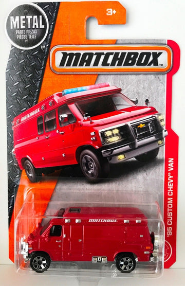 MATCHBOX  '95 CUSTOM CHEVY VAN 87/125 RED 2017 MATCHBOX RARE