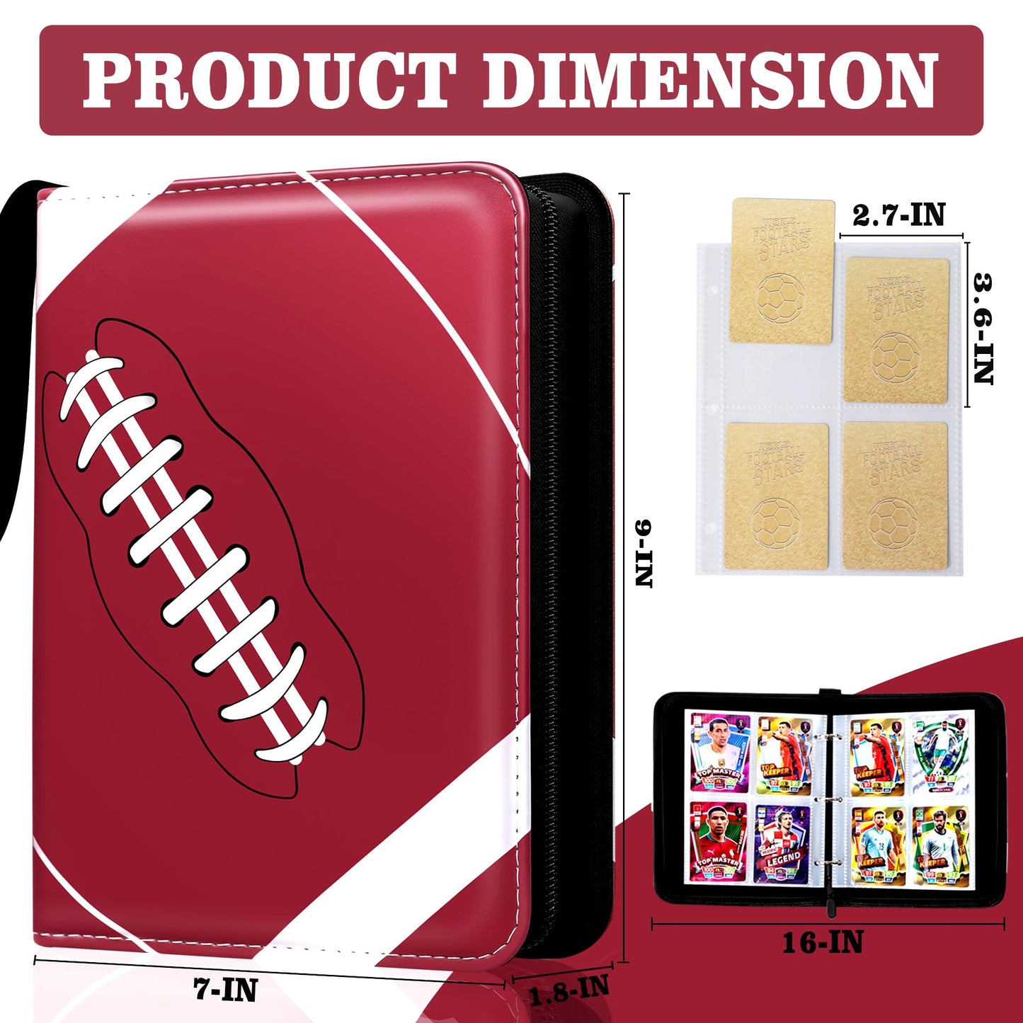 MGCLBR Trading Card Binder 4 Pocket Storage Album for Collectible Cards with 50 Removable Double-Sided Card Holder for Standard Size Cards