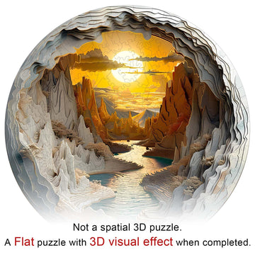 Wooden Puzzles for mature-themeds  3D Vision Effects Inside The Cave Wood Puzzles mature-themed  Mountain Rivulet Sunset Landscape Wooden Jigsaw Puzzles for mature-themeds  Home Decor (M-11.4 * 11.4in -200 pcs)