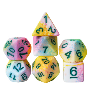HDdais DND Dice Set, 7PCS Dandelion Flower Pattern Polyhedral Dice Set for Dungeons and Dragons, D&D Dice with Green Number for 