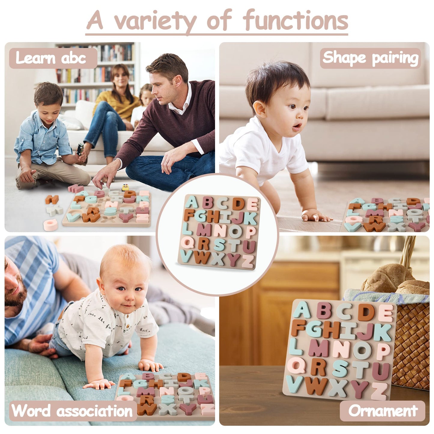 Toyhdayo Silicone Alphabet Puzzle For Toddlers 1-3, Alphabet Toys With Puzzle Board & Letter Blocks Abc Letter Puzzles, Educational Learning Toys For Toddlers, Best Preschool Education Gift