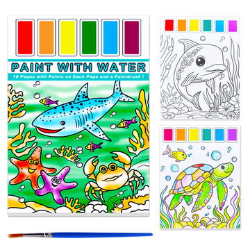 Baoxue Water Color Paint Sets For Kids,Pocket Watercolor Painting Book,Paint With Water Books For Toddlers,Art Craft Set For Girls Boys Ages 4 5 6 7 8 Travel Coloring Kit Stocking Stuffers Gifts(Sea)