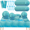 Gisgfim 98 Pcs Ocean Sea Party Supplies Ocean Waves Party Plates Ocean Sea Party Tablecloth Ocean Theme Party Decorations For Ad