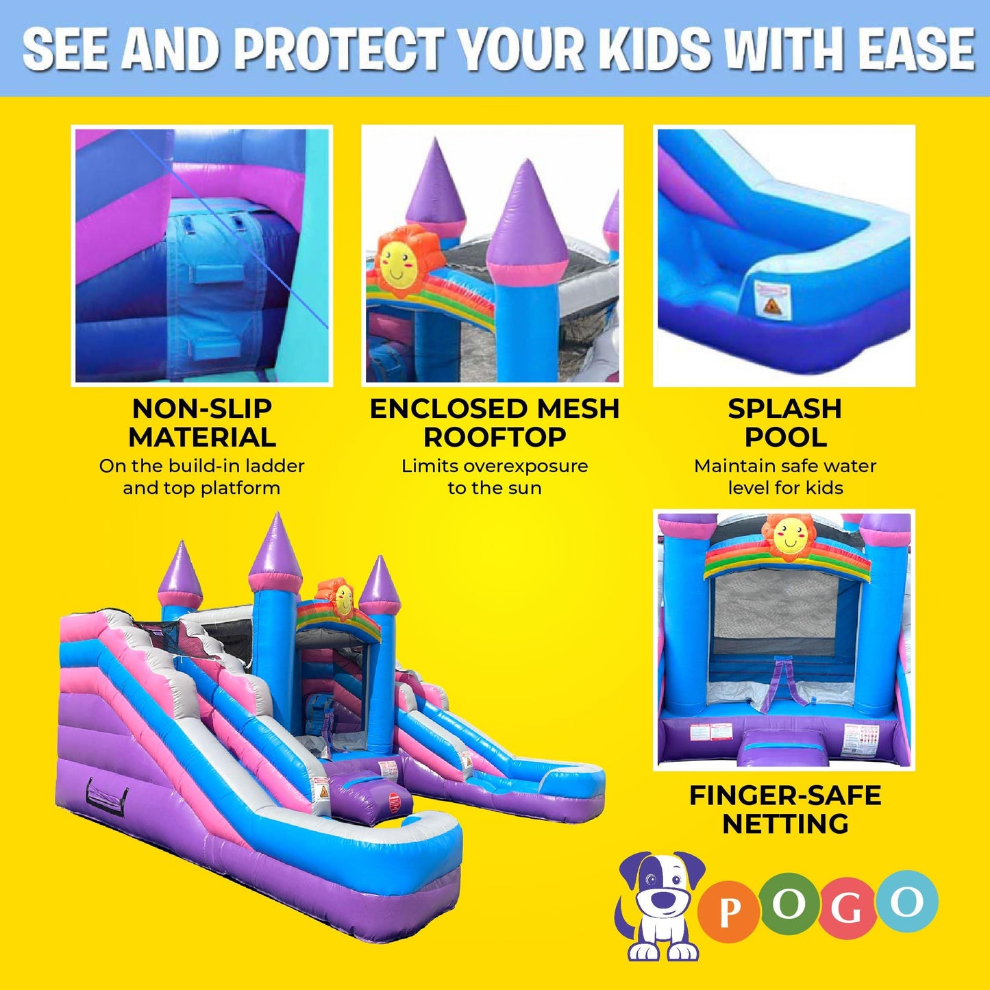 Inflatable Bounce House and Double Slide Combo Unit 16.5 x 15 x 11 Foot- Crossover Sports Combo Bouncer, Kids Outdoor Toys, Jump