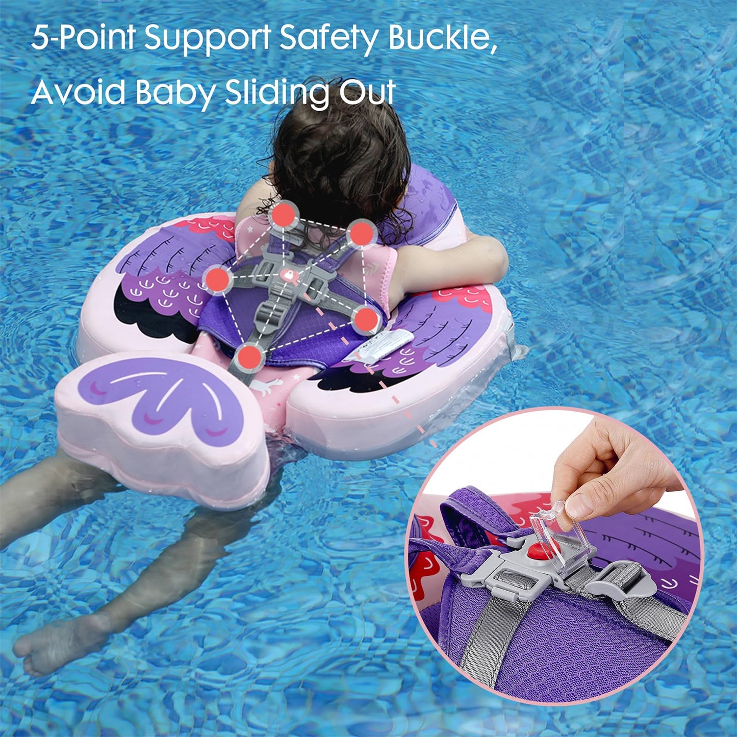 Luckclubtojoy Mambobaby Float With Canopy &Tail, Non-Inflatable Pool Float For Pool Add Tail Avoid Flip Swim Trainer Baby Swimmi