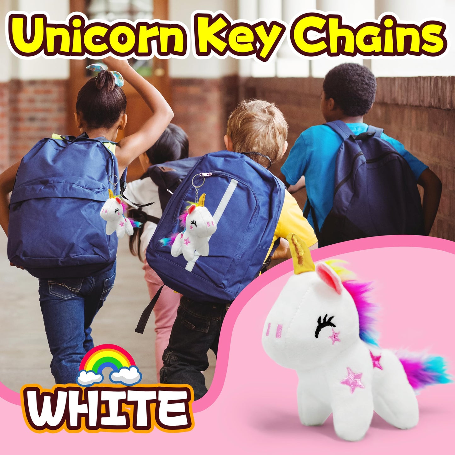 White Unicorn Stuffed Animals, Kawaii Plush For Girls And Boys, Soft Cuddly Unicorn Plush Toys Keychain, Fun And Cute Mini Stuff