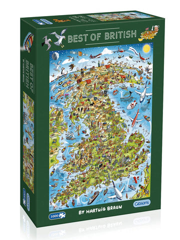 Best Of British | 1000 Piece Jigsaw Puzzle | Map Jigsaw Puzzle | Sustainable Puzzle For Adults | Premium 100% Recycled Board | Great Gift For Adults | Gibsons Games