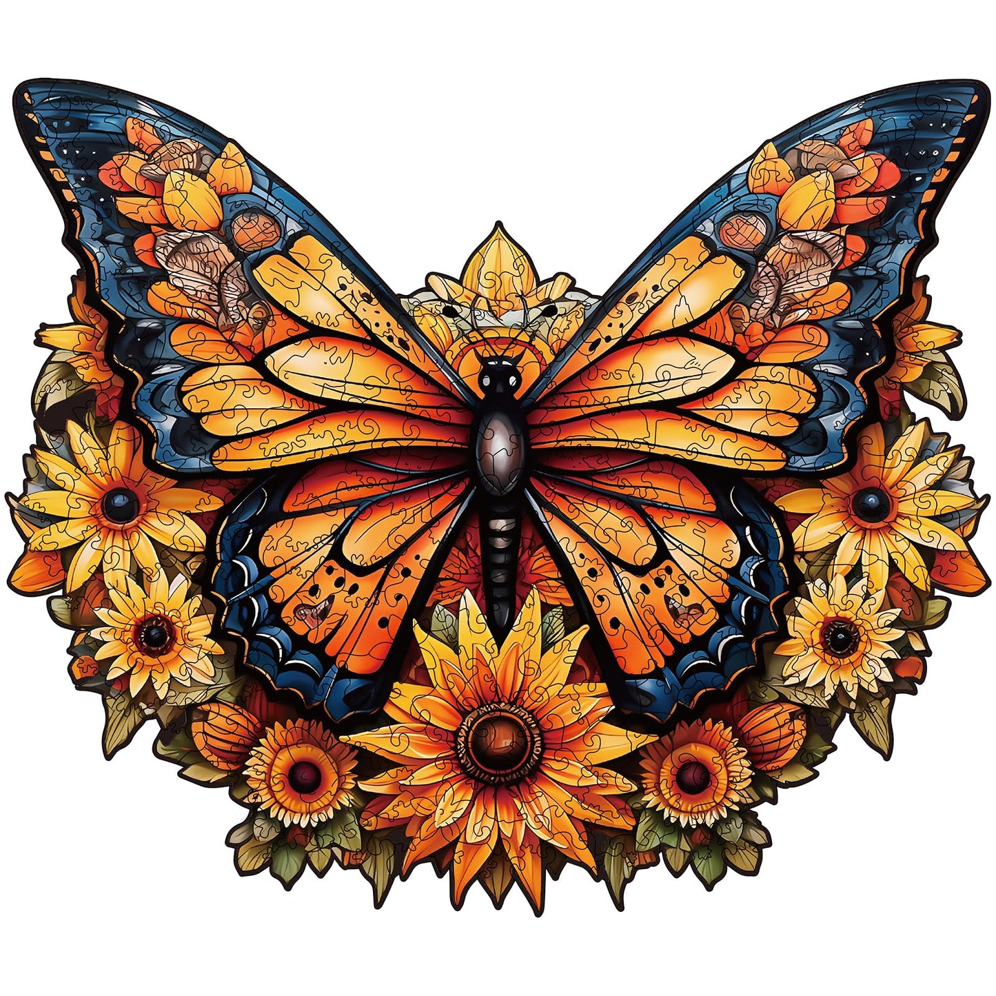Wooden Puzzles For Adults - 300 Pieces Butterfly Unique Shaped Wooden Jigsaw Puzzles For Adults, King Size 16.5'' X 13.5'' Adult