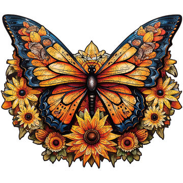 Wooden Puzzles For Adults - 300 Pieces Butterfly Unique Shaped Wooden Jigsaw Puzzles For Adults, King Size 16.5'' X 13.5'' Adult