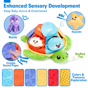 Hahaland Baby Toys For Babies 6-12 Months - Baby Toys Stuffed Animals Soft Crinkle Sensory Toys For 0-6 6-12 Months Old Toddlers 1 Year Old Boy Birthday Gift For Baby Boys Girs Toy
