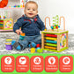 TOYVENTIVE Wooden Activity Cube - Montessori Sensory Toy for 1-2 Year Olds, Blue Table-Top Size, Perfect Birthday Gift with Bonus First Words Book