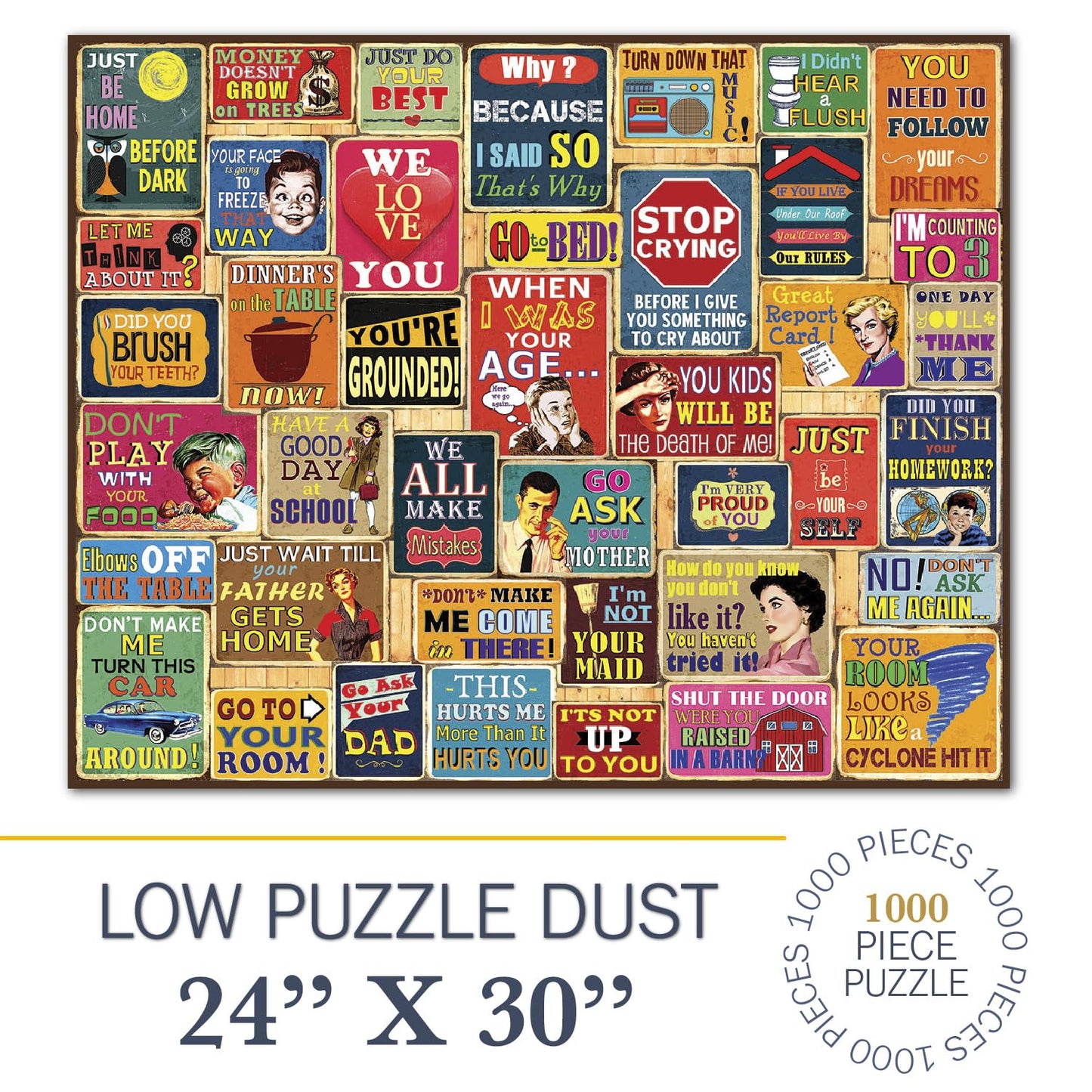 White Mountain 1000 Piece Jigsaw Puzzle - Fun Collage for Adults & Family, Engineered Wood, White, Model 1760pz