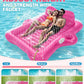 Snowalva Inflatable Tanning Pool Lounger Float, 80"x66", Pink, PVC, Model FY033, 5-in-1 Cooling Raft for Summer Pool Parties