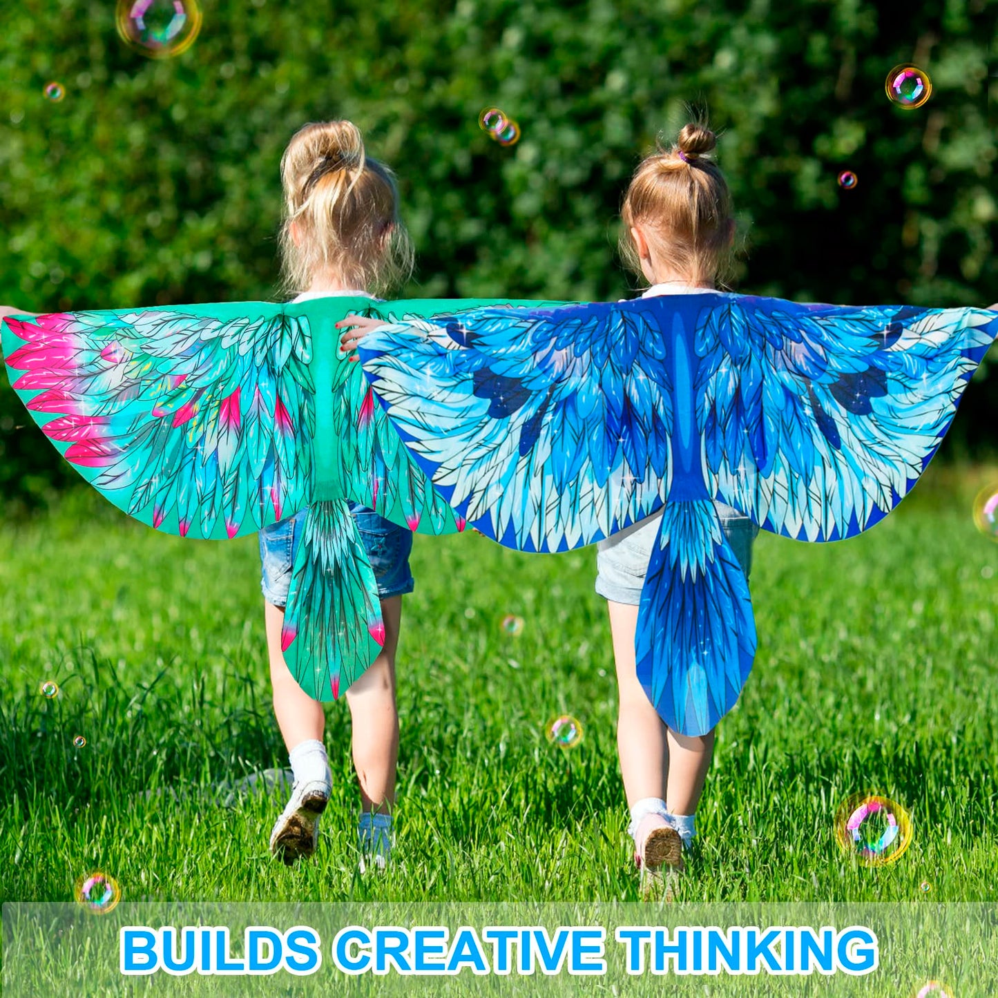 Irolewin Bird-Wings-Costume For Kids And Headband, Eagle-Parrot Dress-Up-Wings For Girls Boys Halloween-Party Favors (Green)
