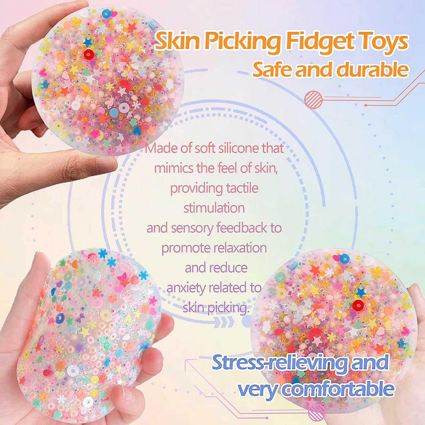 1Pcs Non-Sticky Skin Picking Fidget Toys, Silicone Picking Sensory Pick Fidget Pad, Skin Picking Pocket Pads To Pick Dig And Pee
